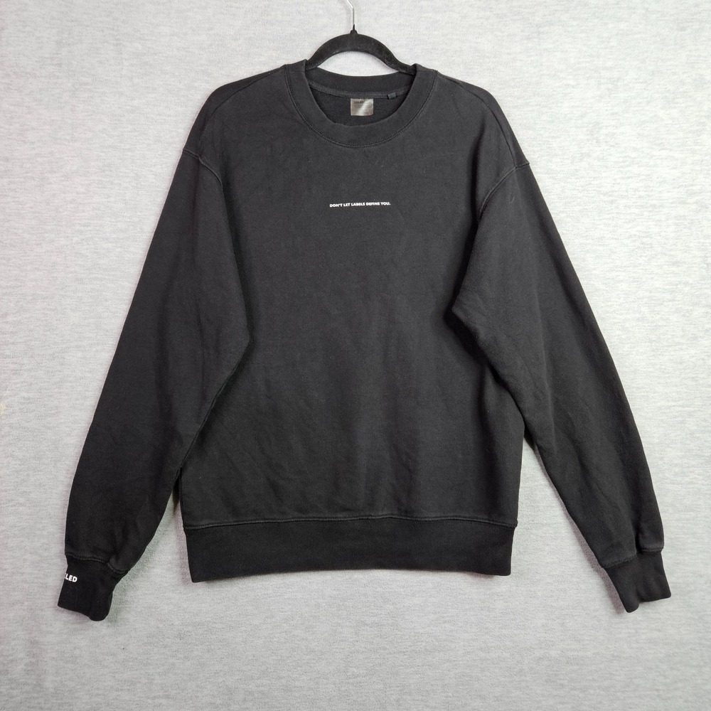 Unlabeled Men's Medium Black Graphic Crewneck Sweatshirt Pullover